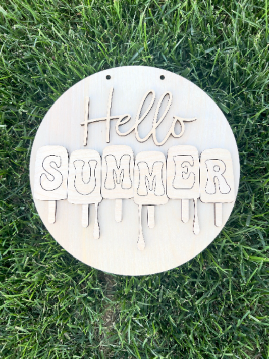 Hello Summer Ice Cream DIY Door Hanger