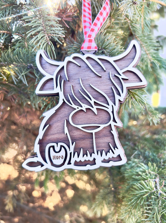 Personalized Highland Cow Ornament