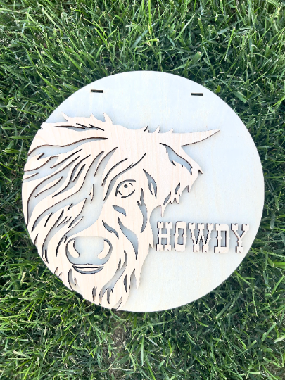 Howdy Highland Cow DIY Door Hanger