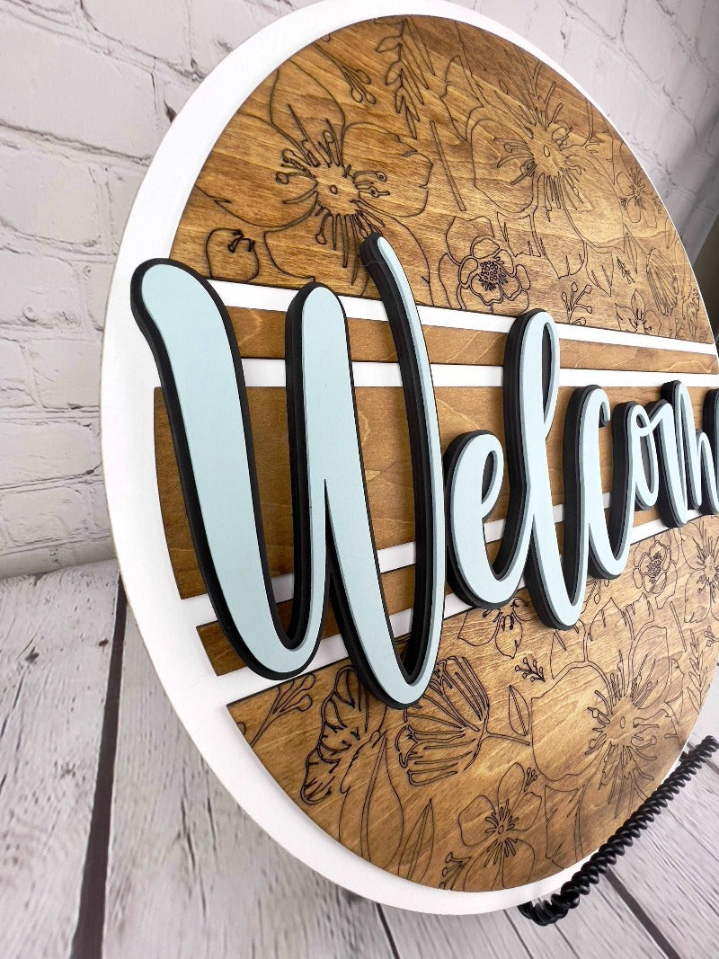 Floral welcome door sign - Salty Dog Mercantile