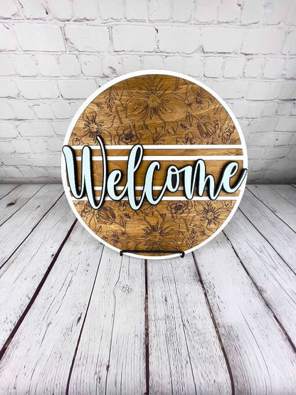 Floral welcome door sign - Salty Dog Mercantile