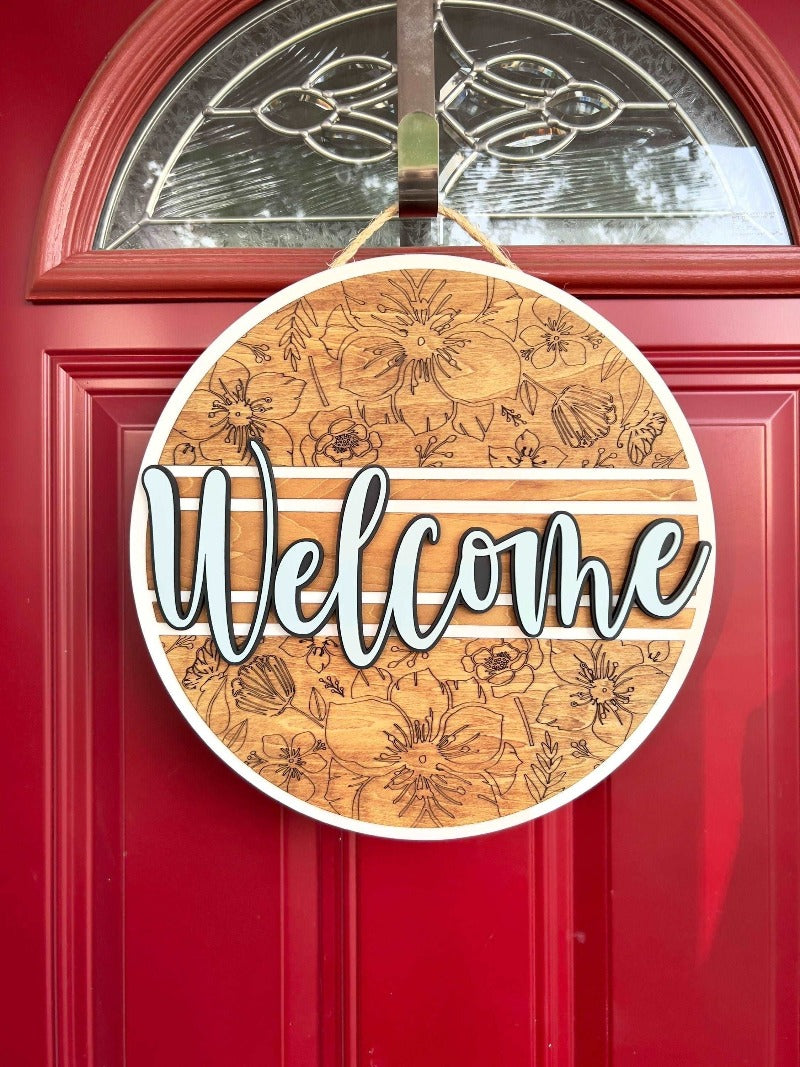 Floral welcome door sign - Salty Dog Mercantile