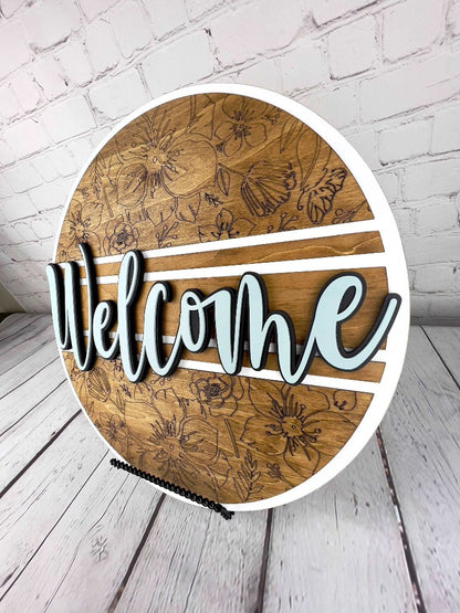 Floral welcome door sign - Salty Dog Mercantile