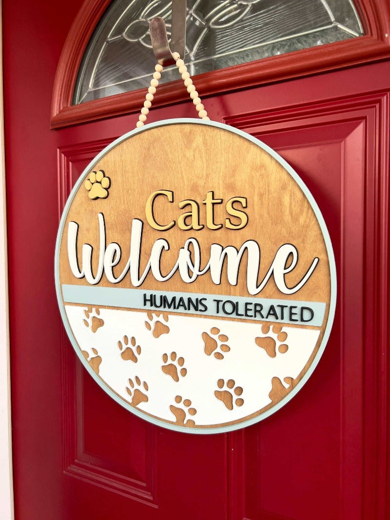 Custom cat home door hanger - Salty Dog Mercantile