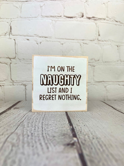 funny naughty list, funny holiday sign, funny office sign, funny desk sign, funny mini wood sign, funny block sign