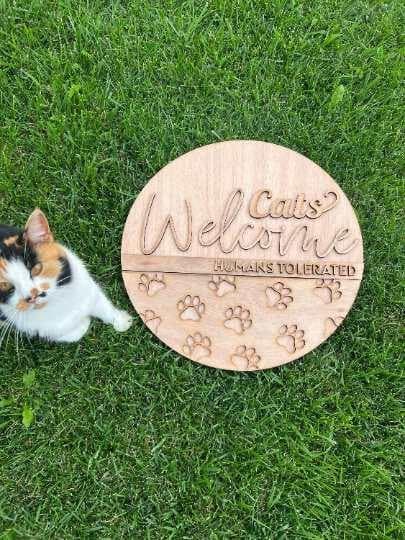 Cats Welcome Humans Tolerated DIY door hanger - Salty Dog Mercantile