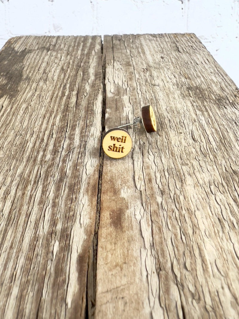 Well shit wood stud earrings - Salty Dog Mercantile