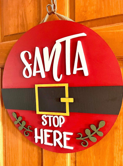 Santa stop here door hanger - Salty Dog Mercantile