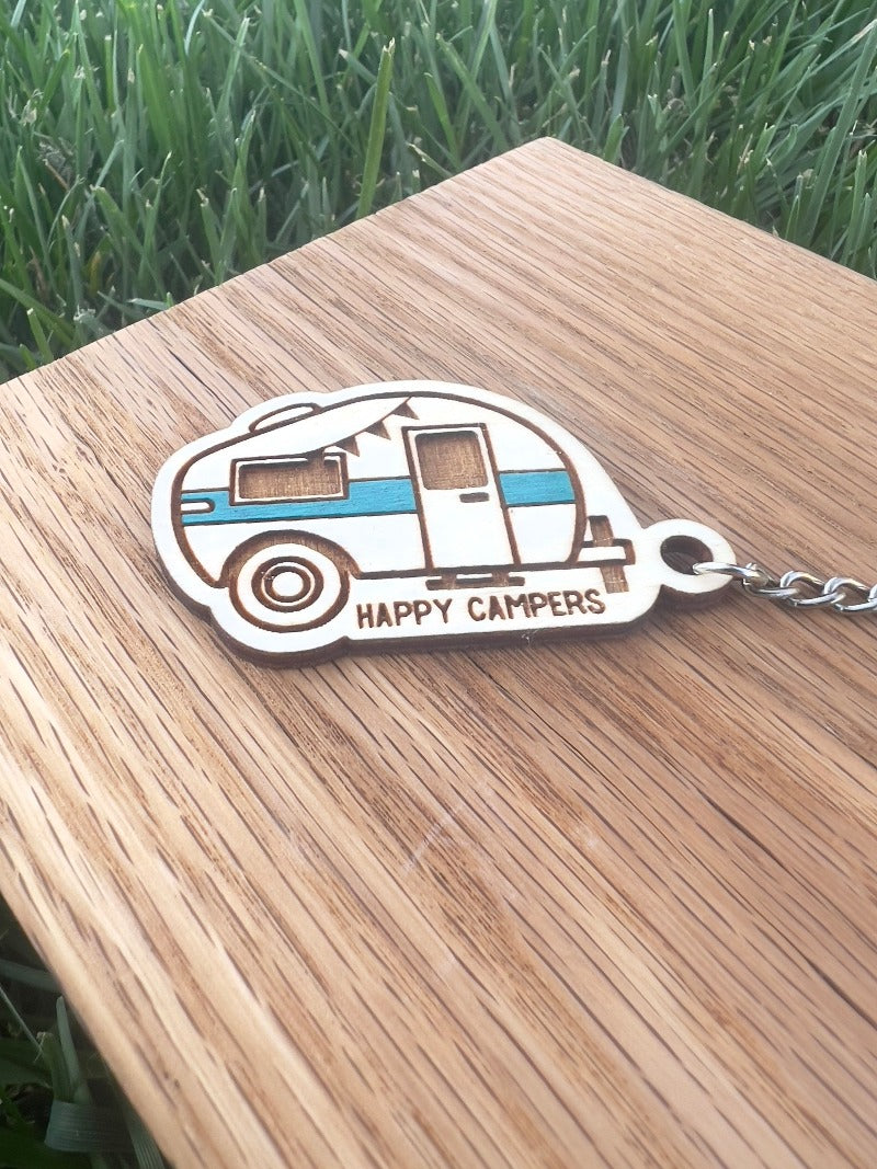 Camping keychain, gift for dad, rv gift, husband gift, happy camper, outdoorsy, camping accessories, nature lover gift, adventure gift