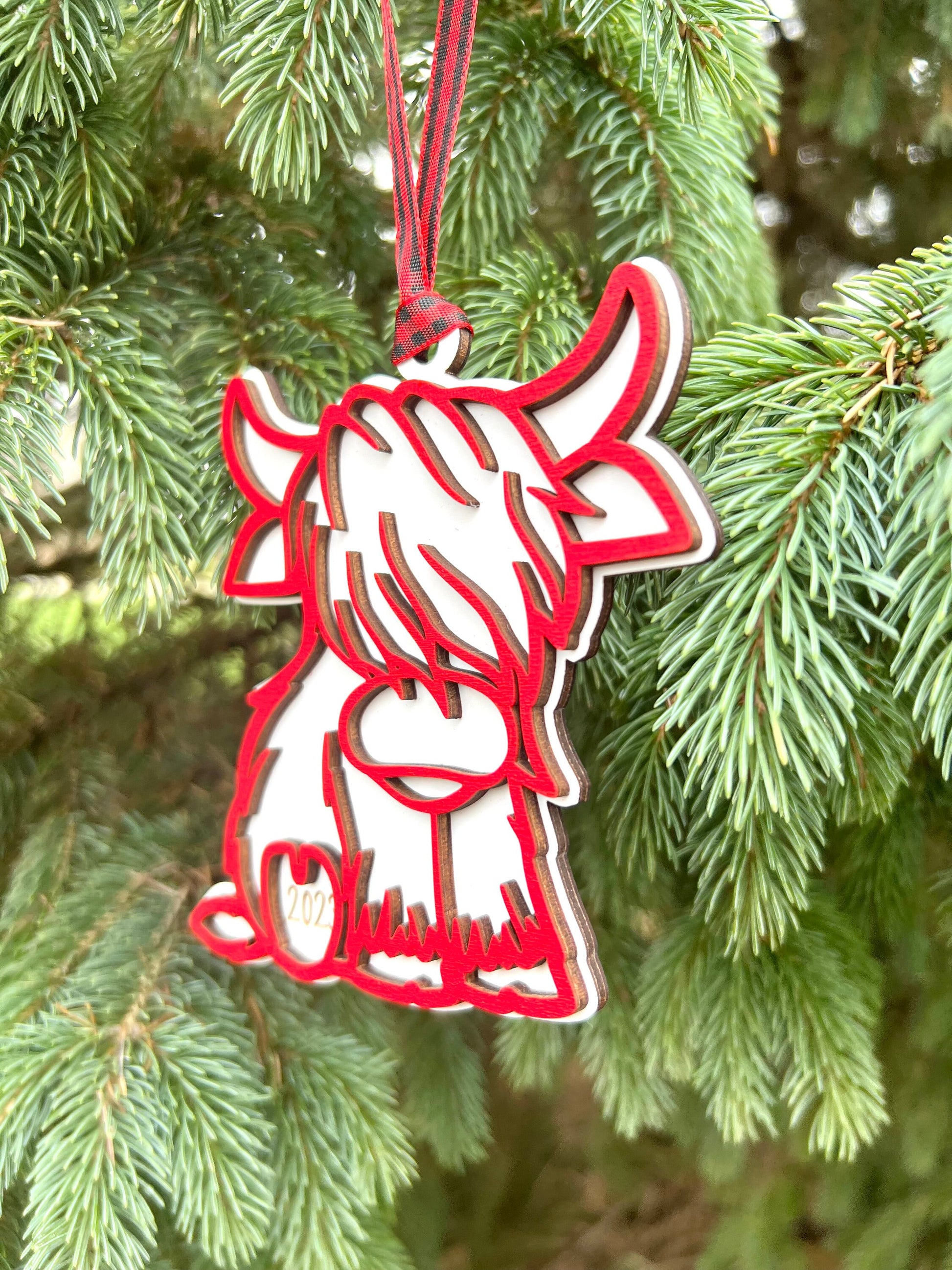 Highland Cow Ornament, 2023 Cow, 2023 Highland Cow, Scotland Ornament, Baby Cow, Baby Shower Gift, Pregnancy Announcement