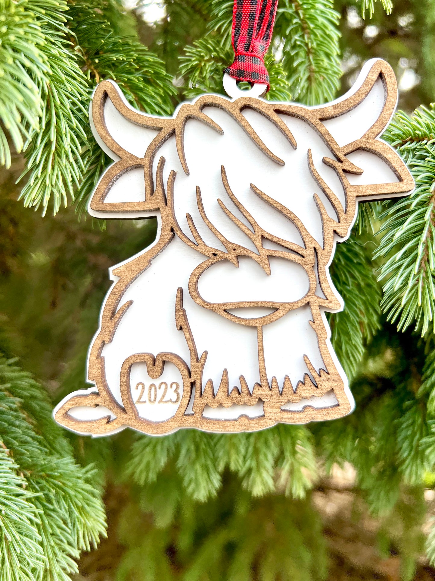 Highland Cow Ornament, 2023 Cow, 2023 Highland Cow, Scotland Ornament, Baby Cow, Baby Shower Gift, Pregnancy Announcement