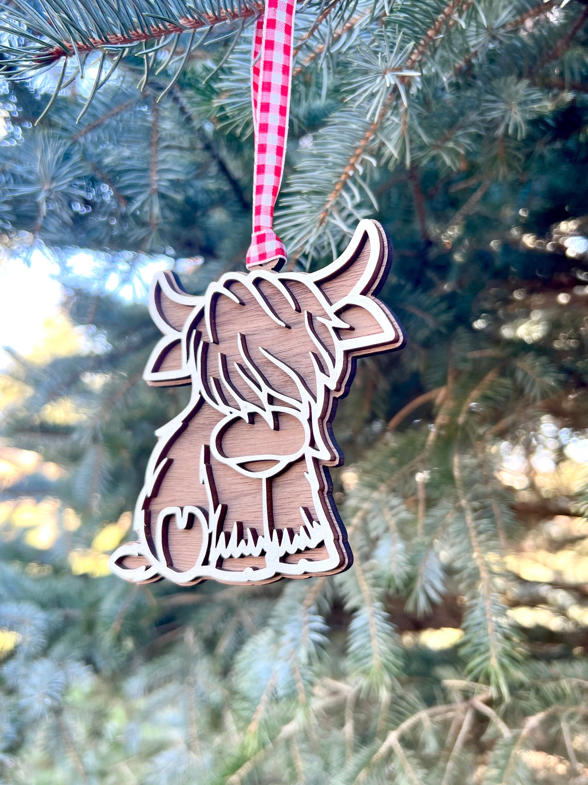 Highland Cow Ornament, 2023 Cow, 2023 Highland Cow, Scotland Ornament, Baby Cow, Baby Shower Gift, Pregnancy Announcement