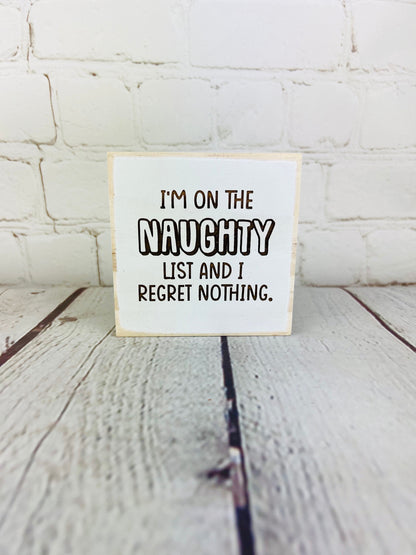 funny naughty list, funny holiday sign, funny office sign, funny desk sign, funny mini wood sign, funny block sign