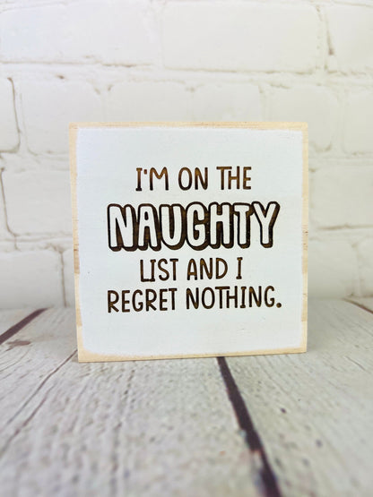 funny naughty list, funny holiday sign, funny office sign, funny desk sign, funny mini wood sign, funny block sign