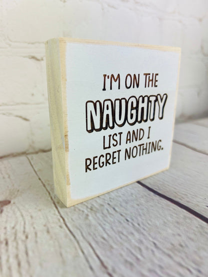 funny naughty list, funny holiday sign, funny office sign, funny desk sign, funny mini wood sign, funny block sign