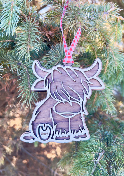 Highland Cow Ornament, Personalized Cow, Highland Cow Ornament, Personalized Ornament, Personalized Baby Cow