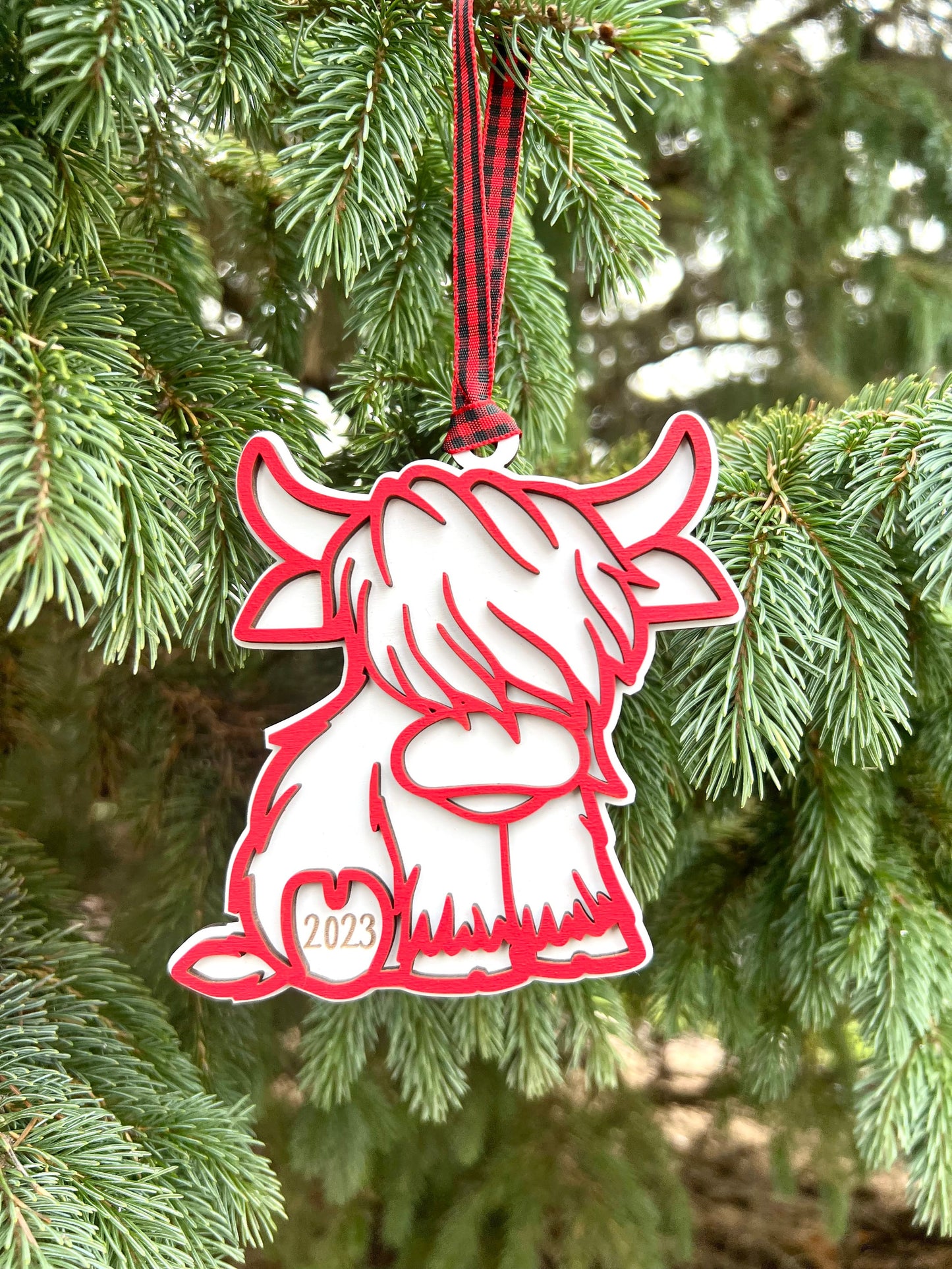 Highland Cow Ornament, 2023 Cow, 2023 Highland Cow, Scotland Ornament, Baby Cow, Baby Shower Gift, Pregnancy Announcement