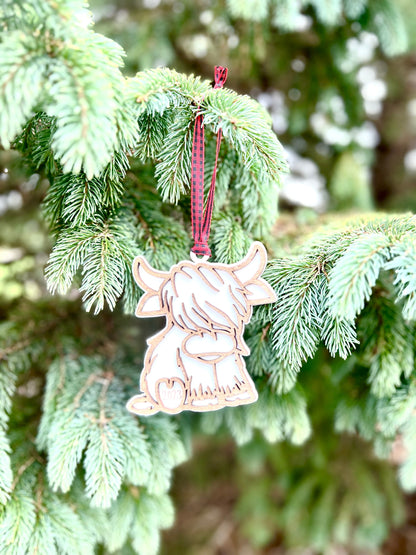 Highland Cow Ornament, 2023 Cow, 2023 Highland Cow, Scotland Ornament, Baby Cow, Baby Shower Gift, Pregnancy Announcement