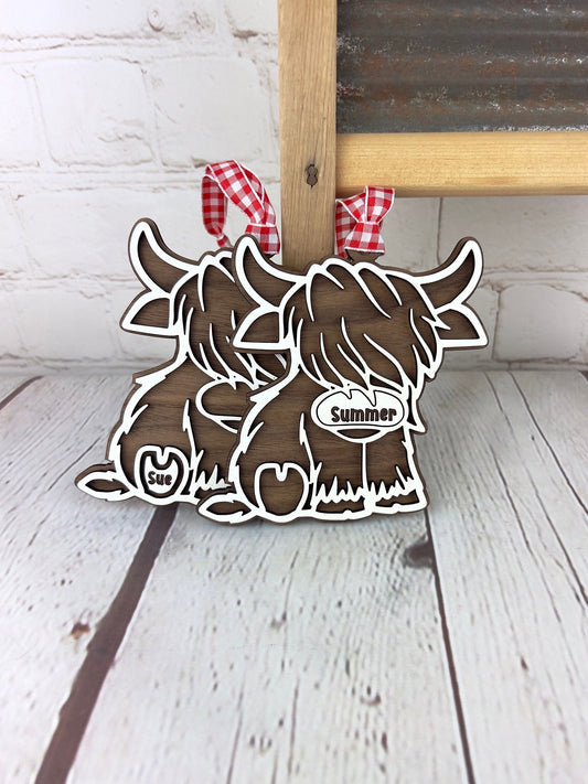 Highland Cow Ornament, Personalized Cow, Highland Cow Ornament, Personalized Ornament, Personalized Baby Cow