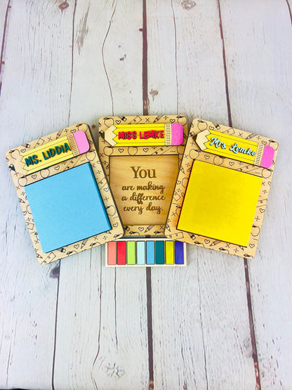 Personalized Teacher Sticky Note Holder